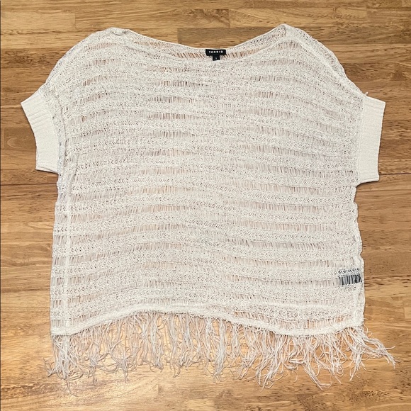 Torrid Cream Knit Top with Fringe - Picture 1 of 2